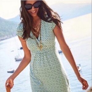 Boden Jenny 4L Green Geo Stretch Cotton dress